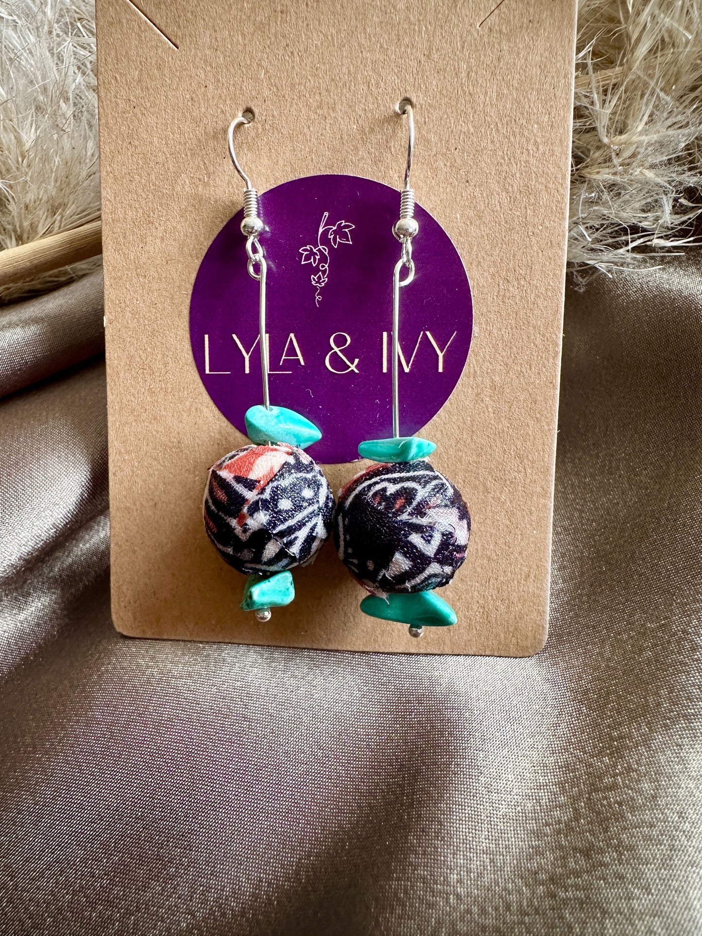 Zero waste fabric earrings - Navy blue