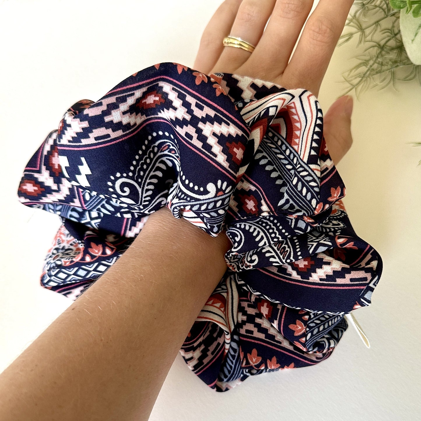 XL giant scrunchie in boho print