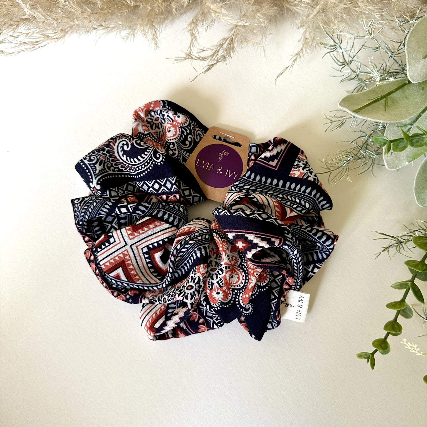 XL giant scrunchie in boho print