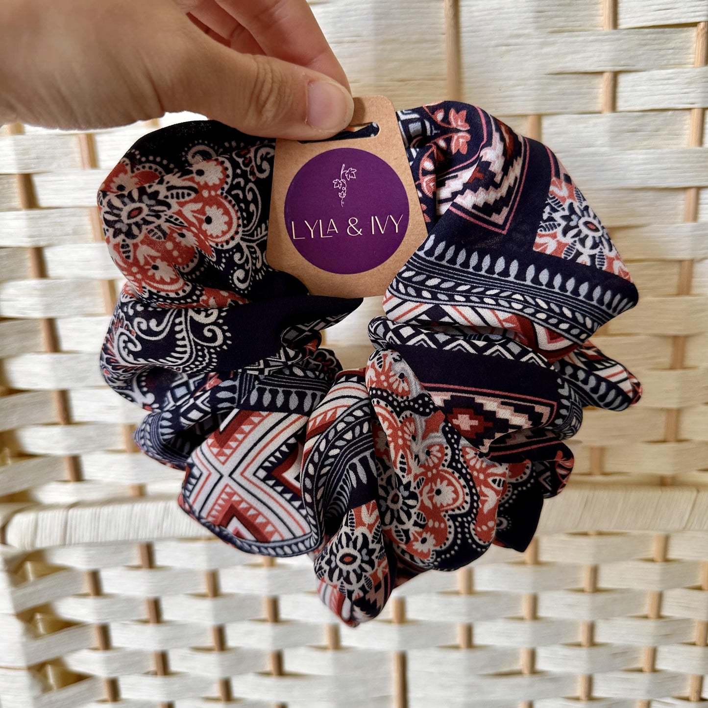 XL giant scrunchie in boho print