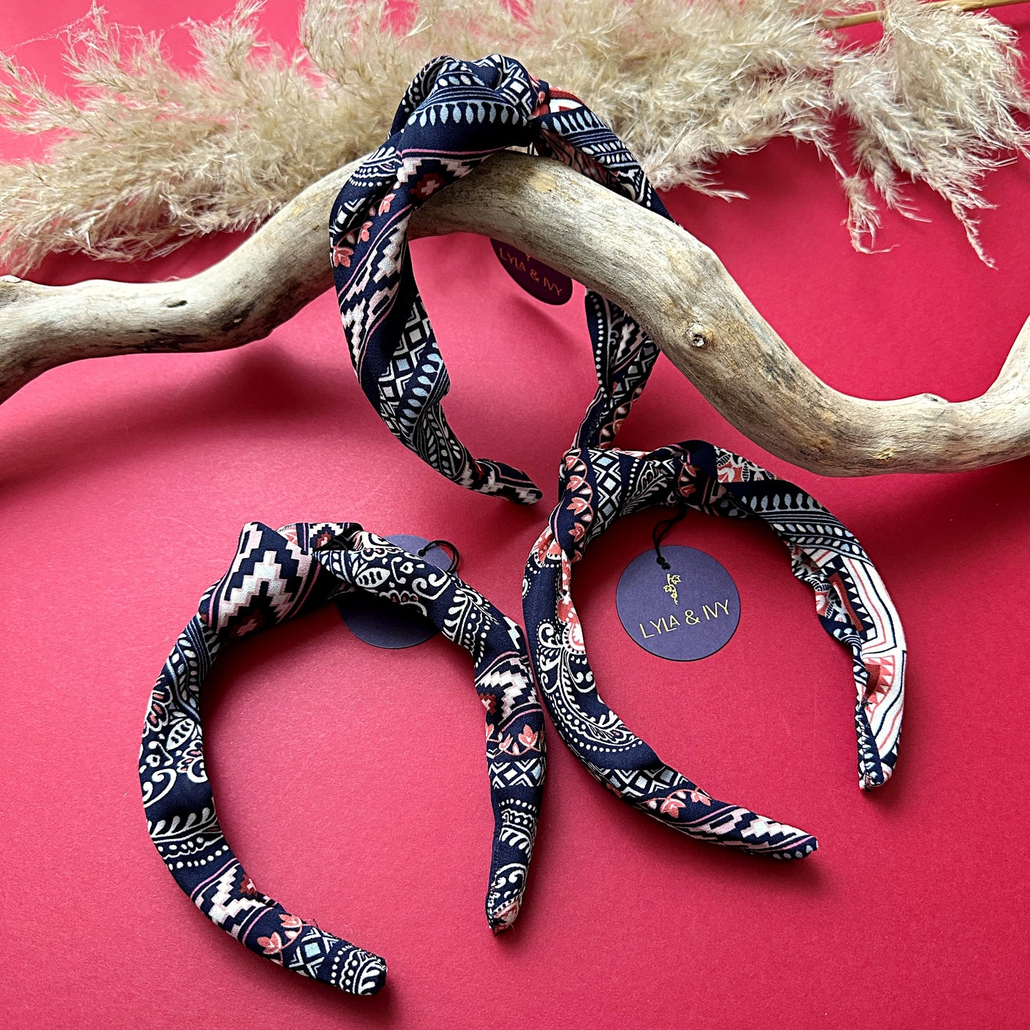 Boho print top knot headband