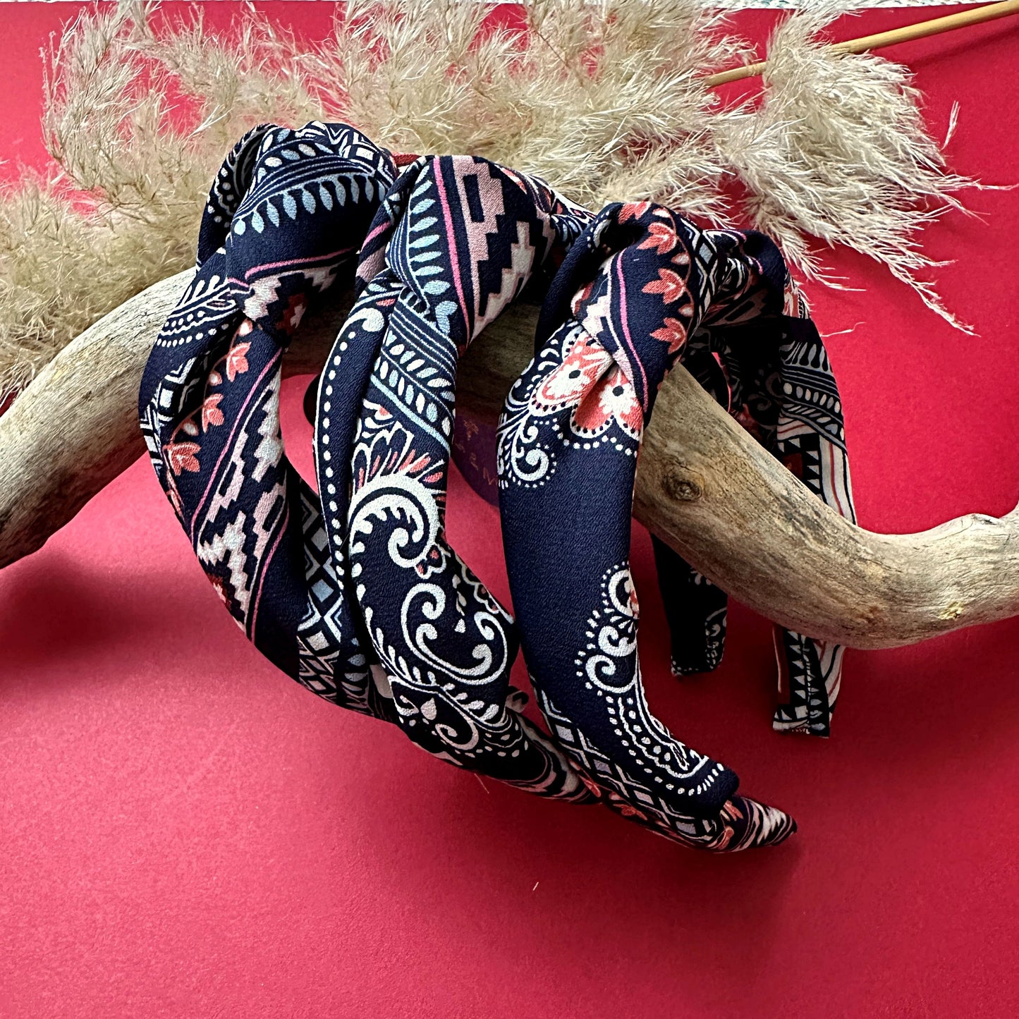 Boho print top knot headband