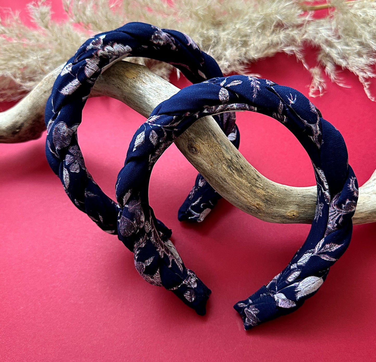 Navy blue braided padded headband