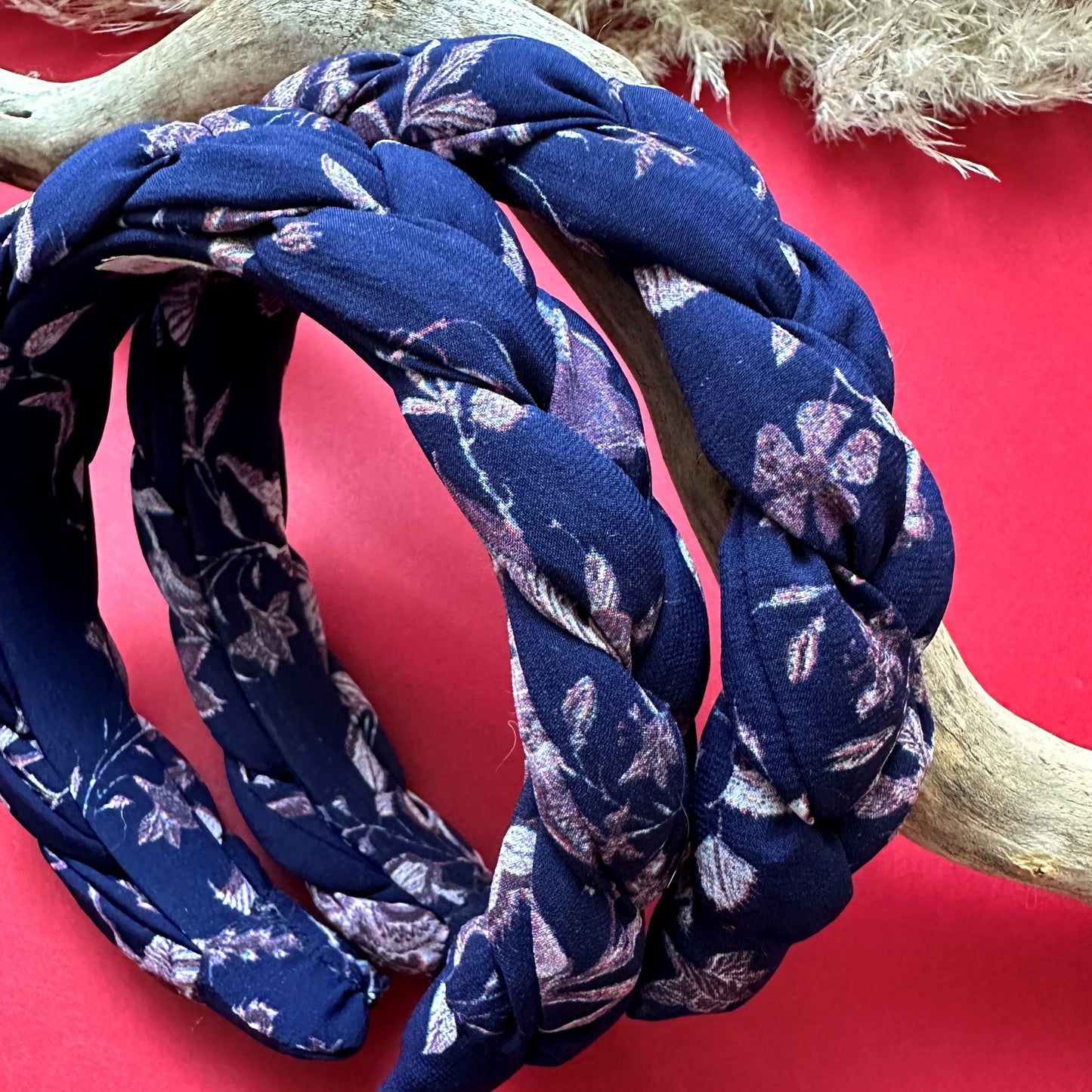 Navy blue braided padded headband