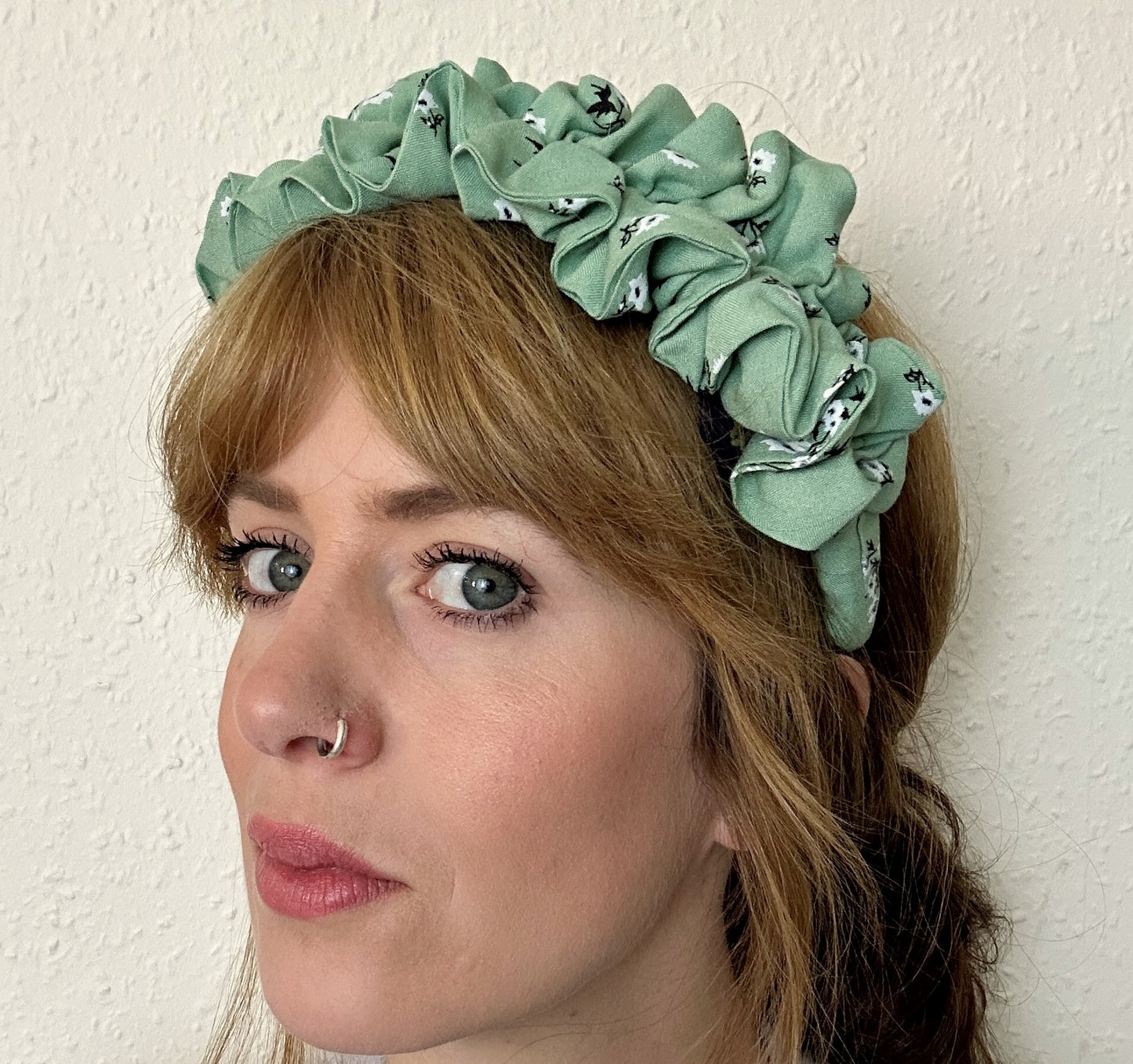 Green ruffle scrunchie headband