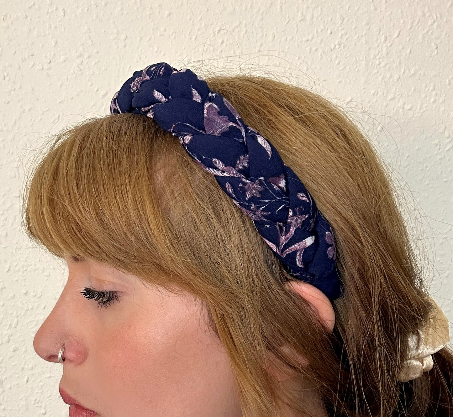 Navy blue braided padded headband