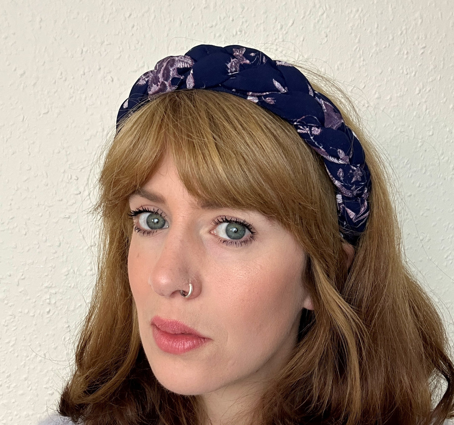 Navy blue braided padded headband