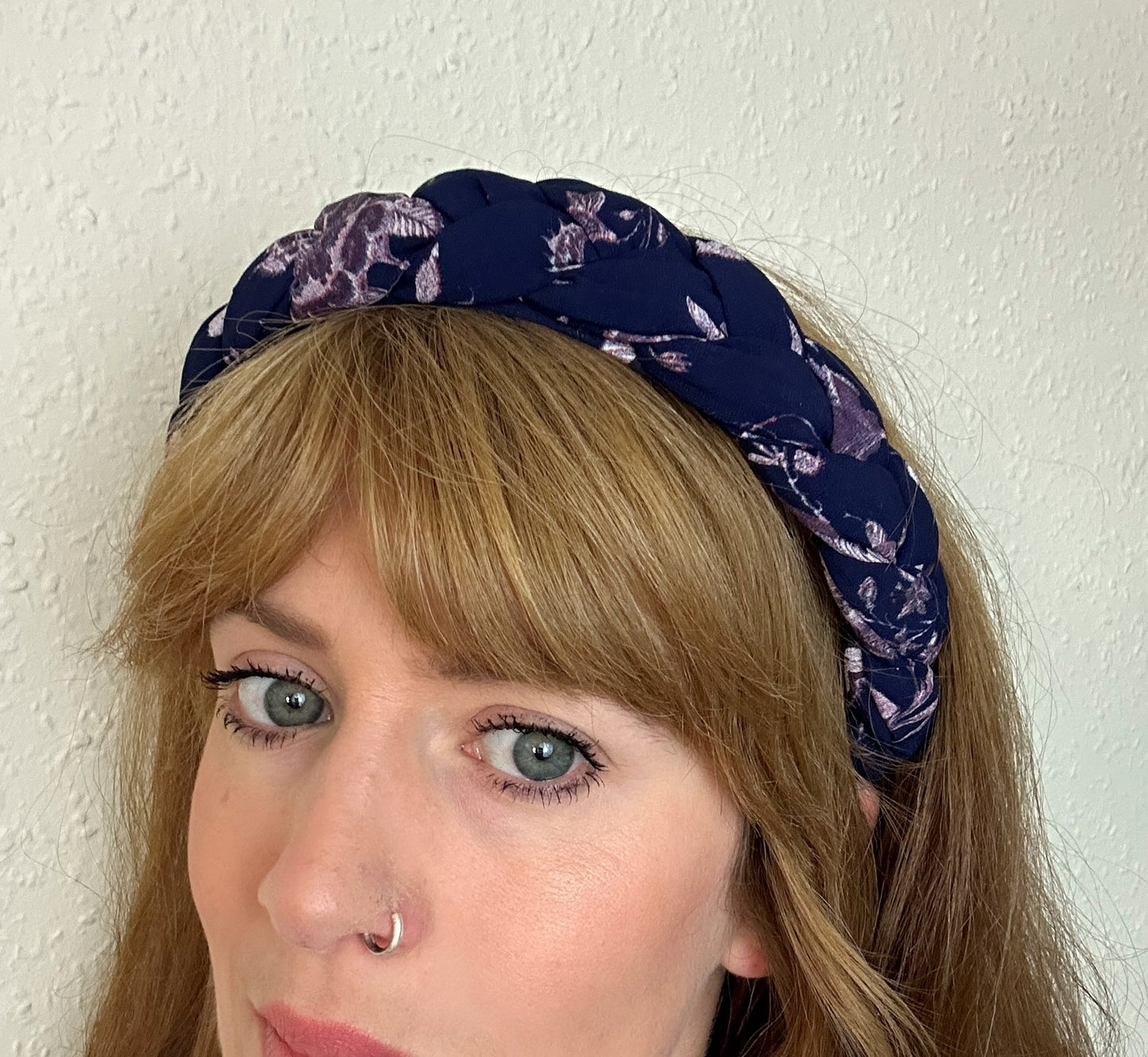 Navy blue braided padded headband