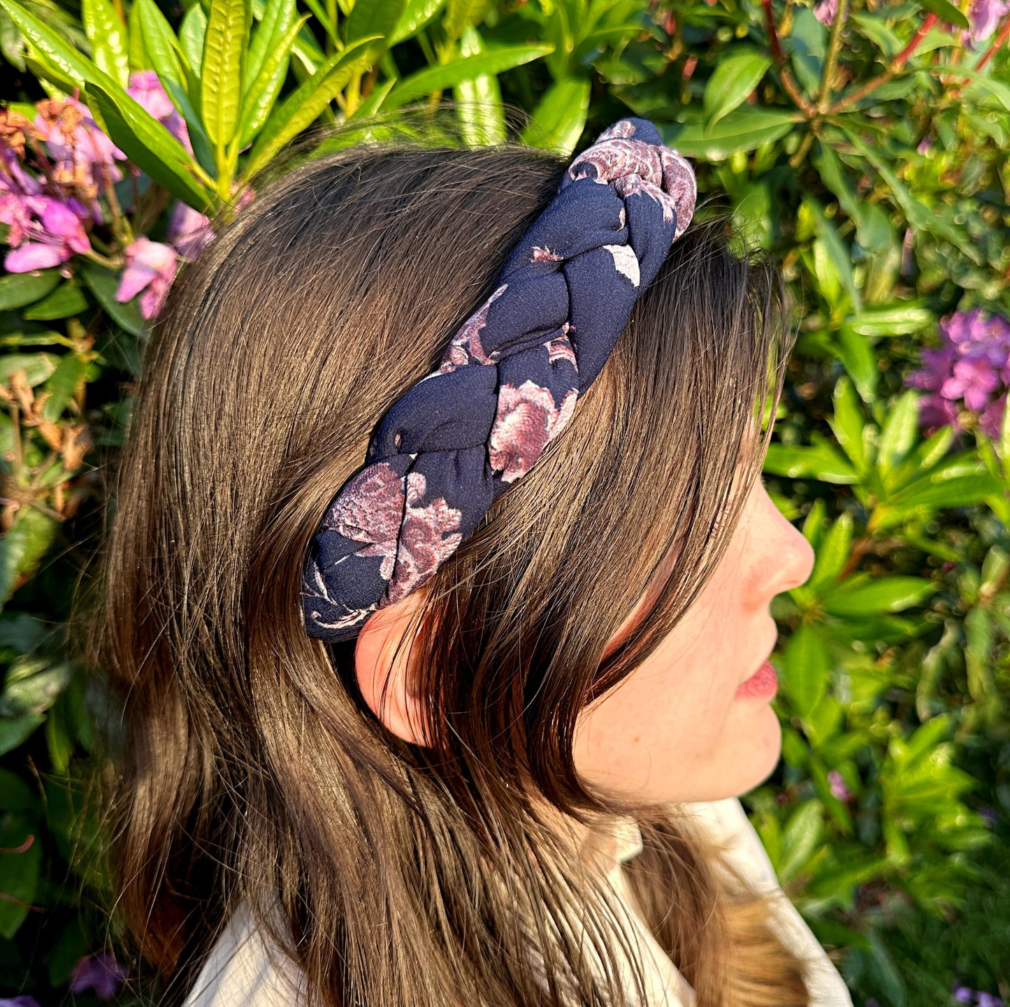 Navy blue braided padded headband