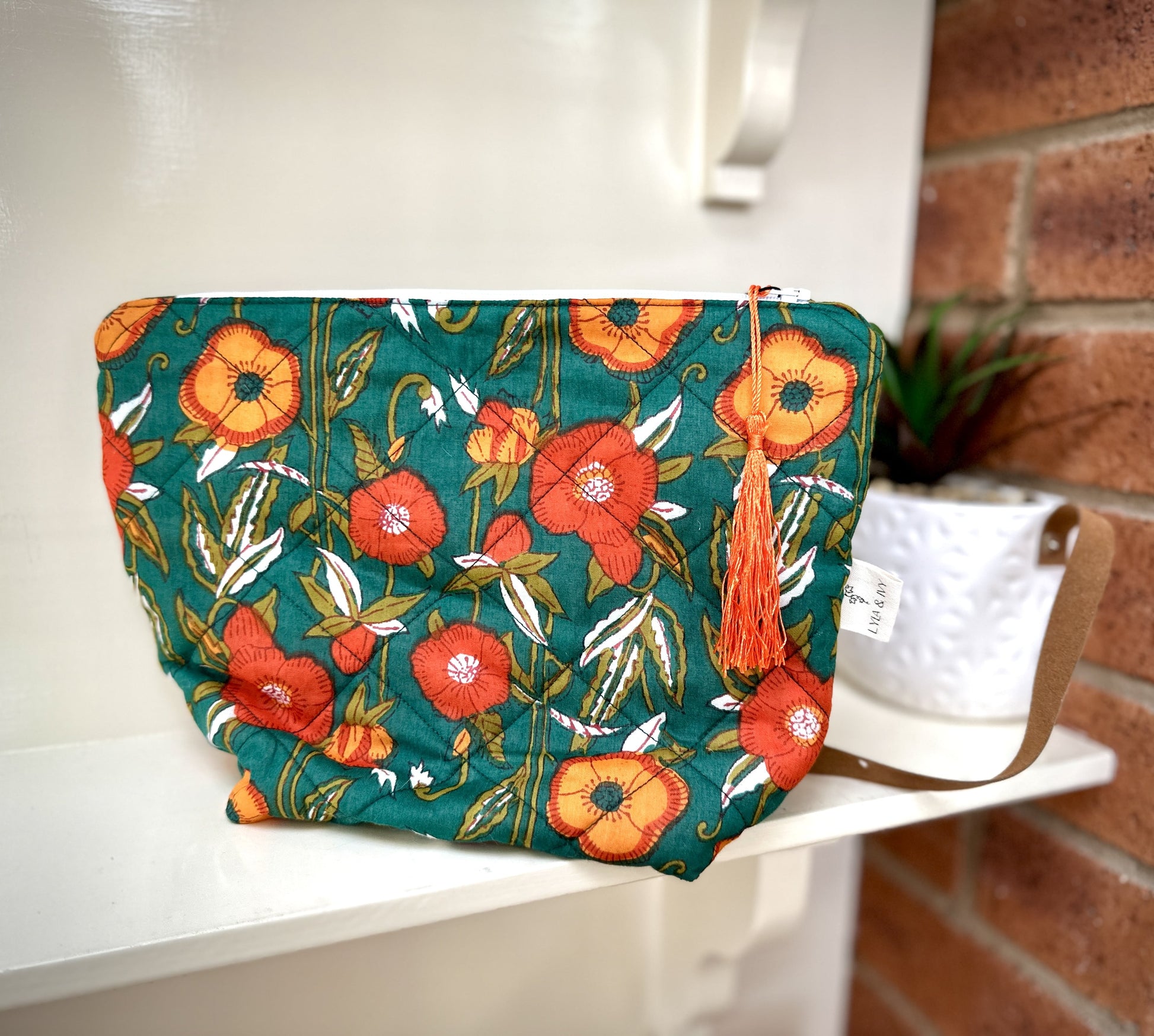 quilted cotton floral make up bags