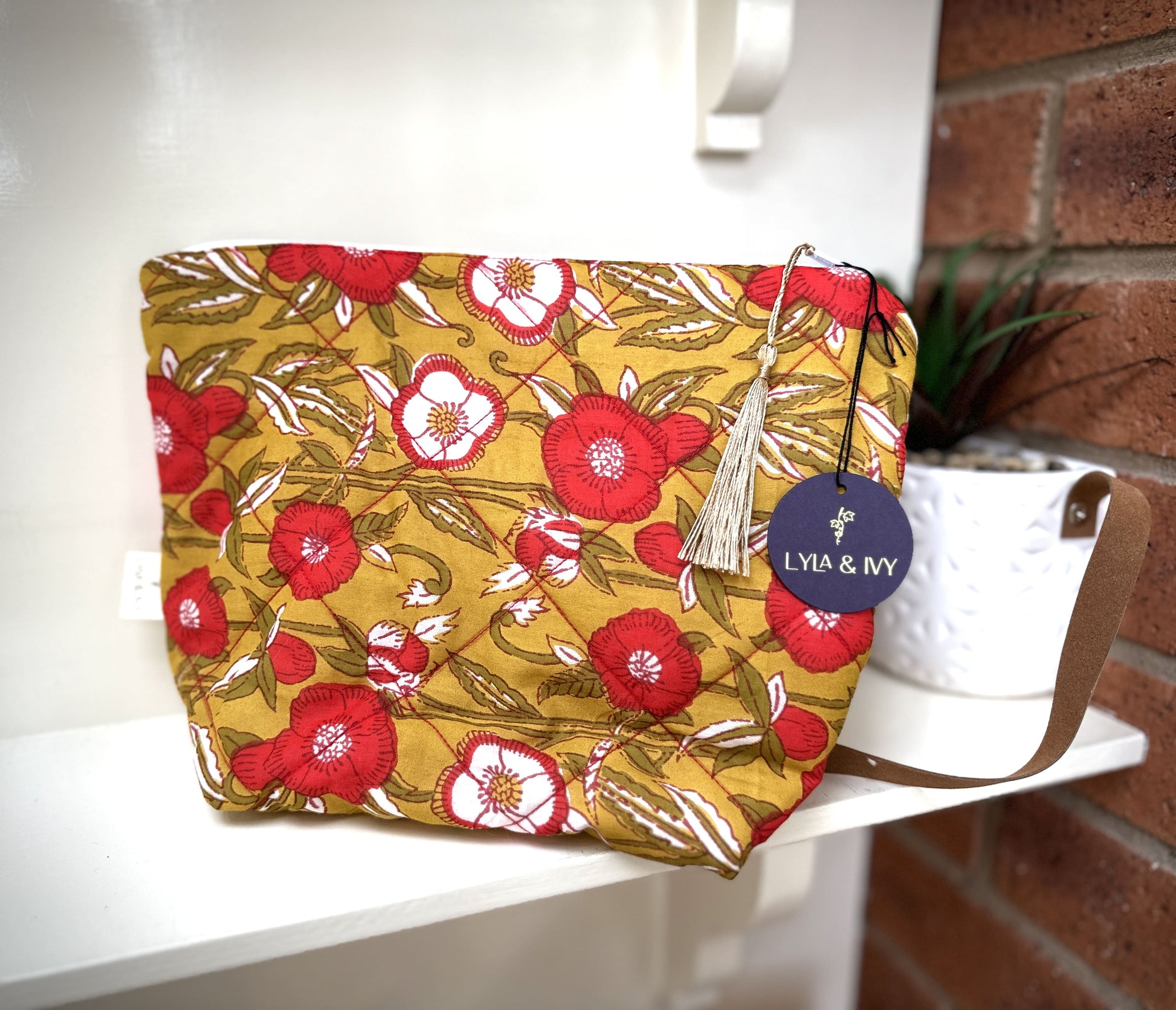 quilted cotton floral make up bags