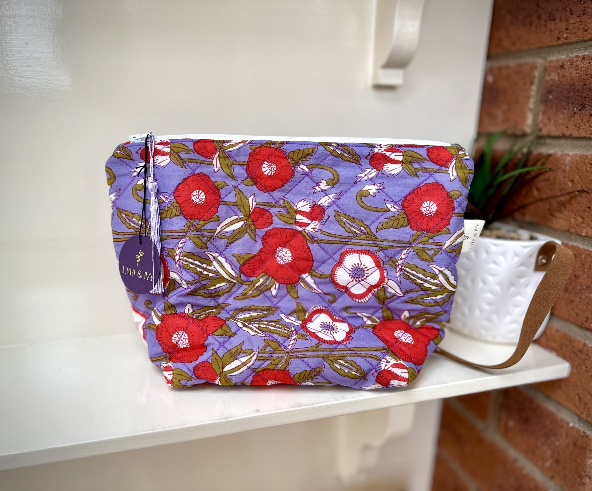 quilted cotton floral make up bags