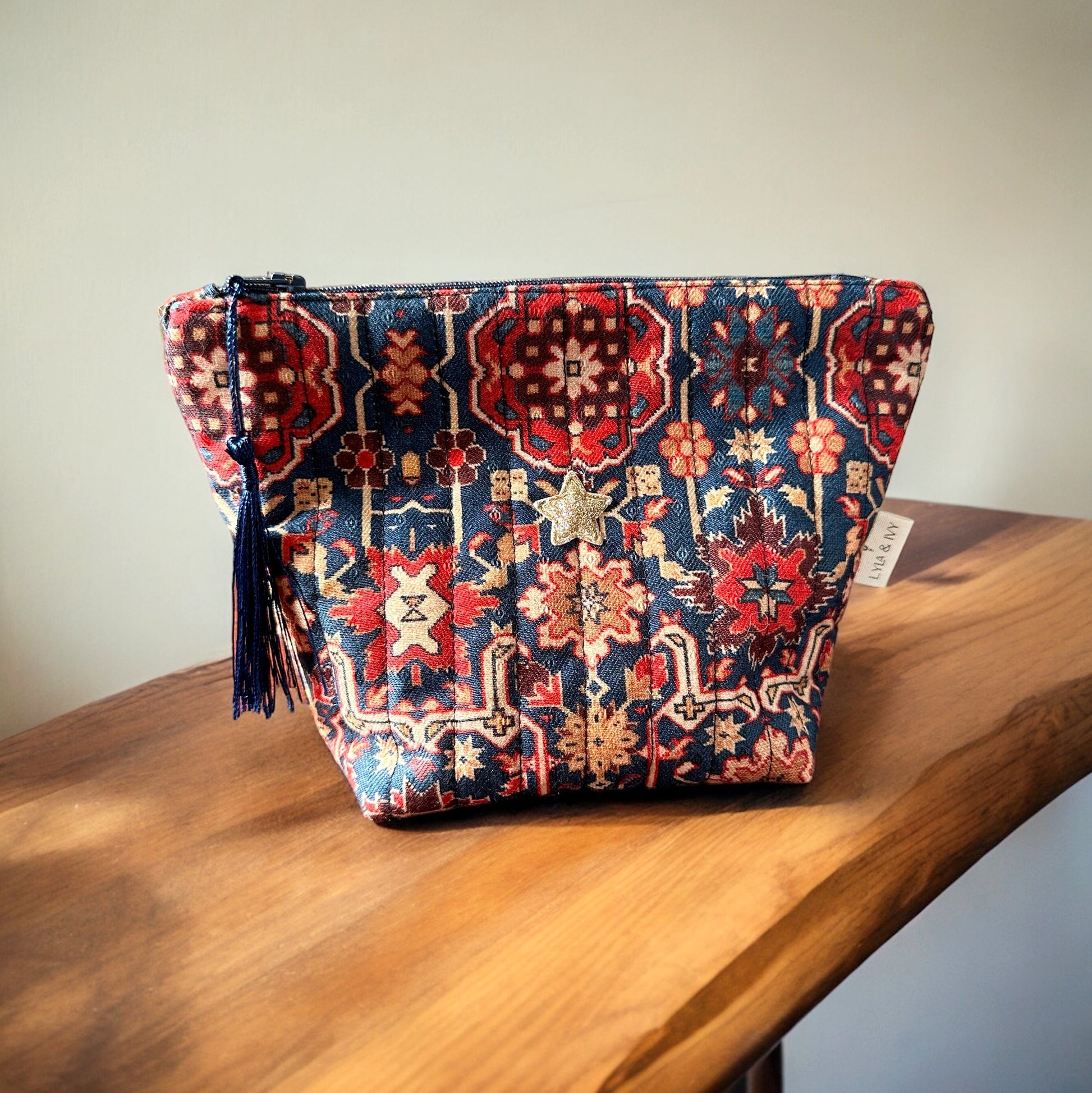 patterned small cosmetic bag