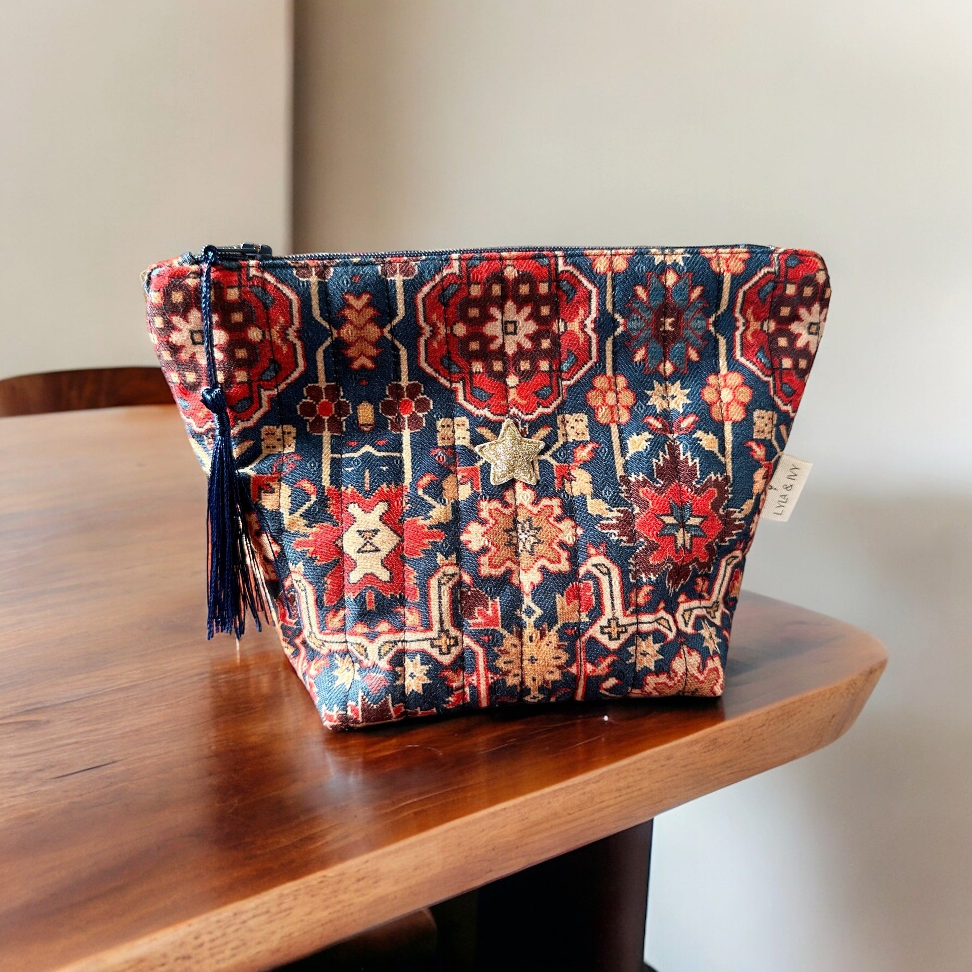 patterned small cosmetic bag