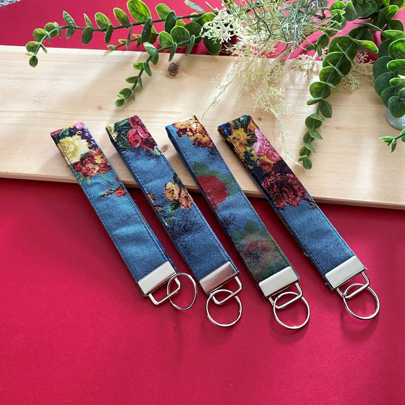 blue floral keychains