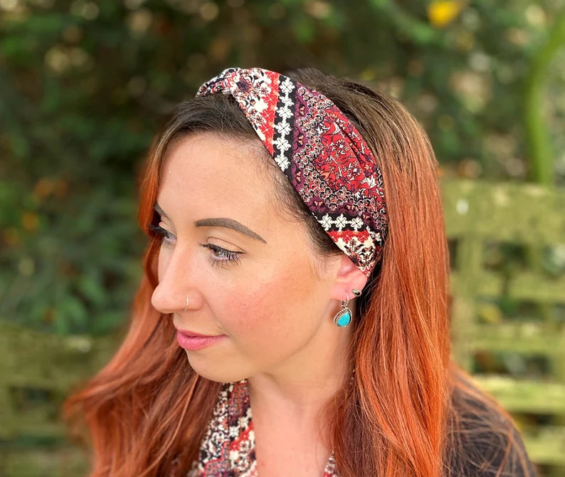 Boho printed jersey twist headband