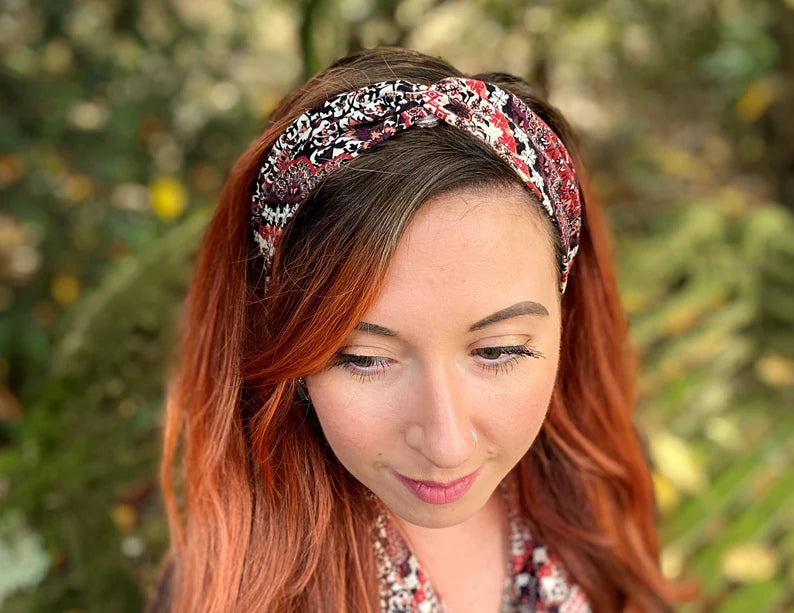 Boho printed jersey twist headband