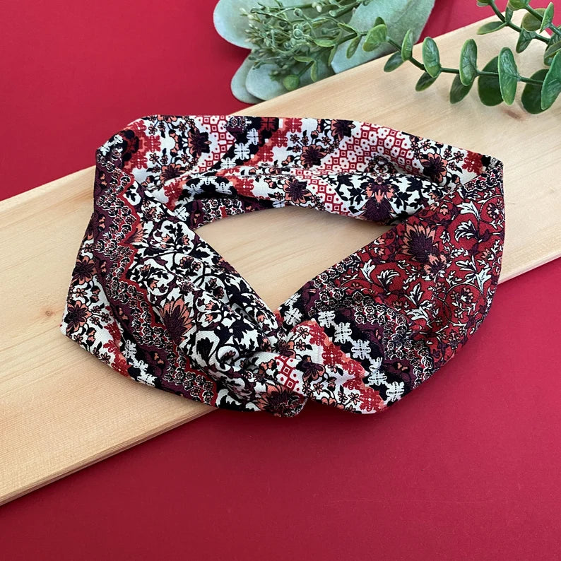 Boho printed jersey twist headband