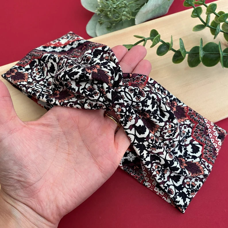 Boho printed jersey twist headband