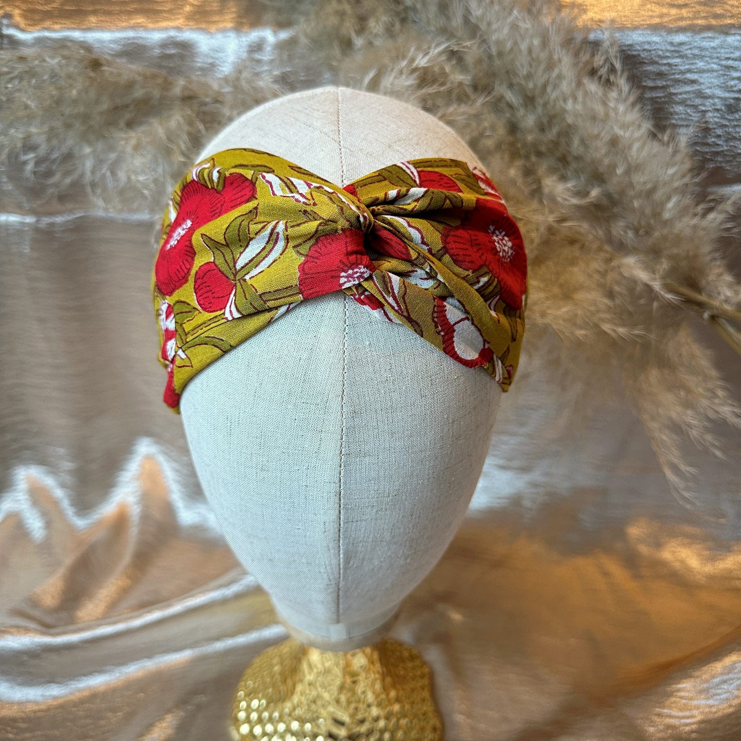 mustard floral twist headband