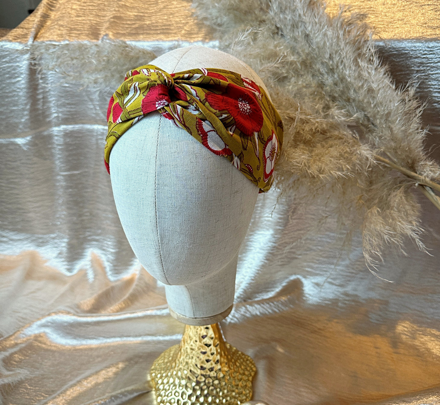 mustard floral twist knot headband