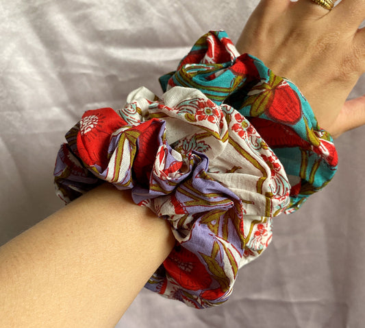 set of floral scrunchies