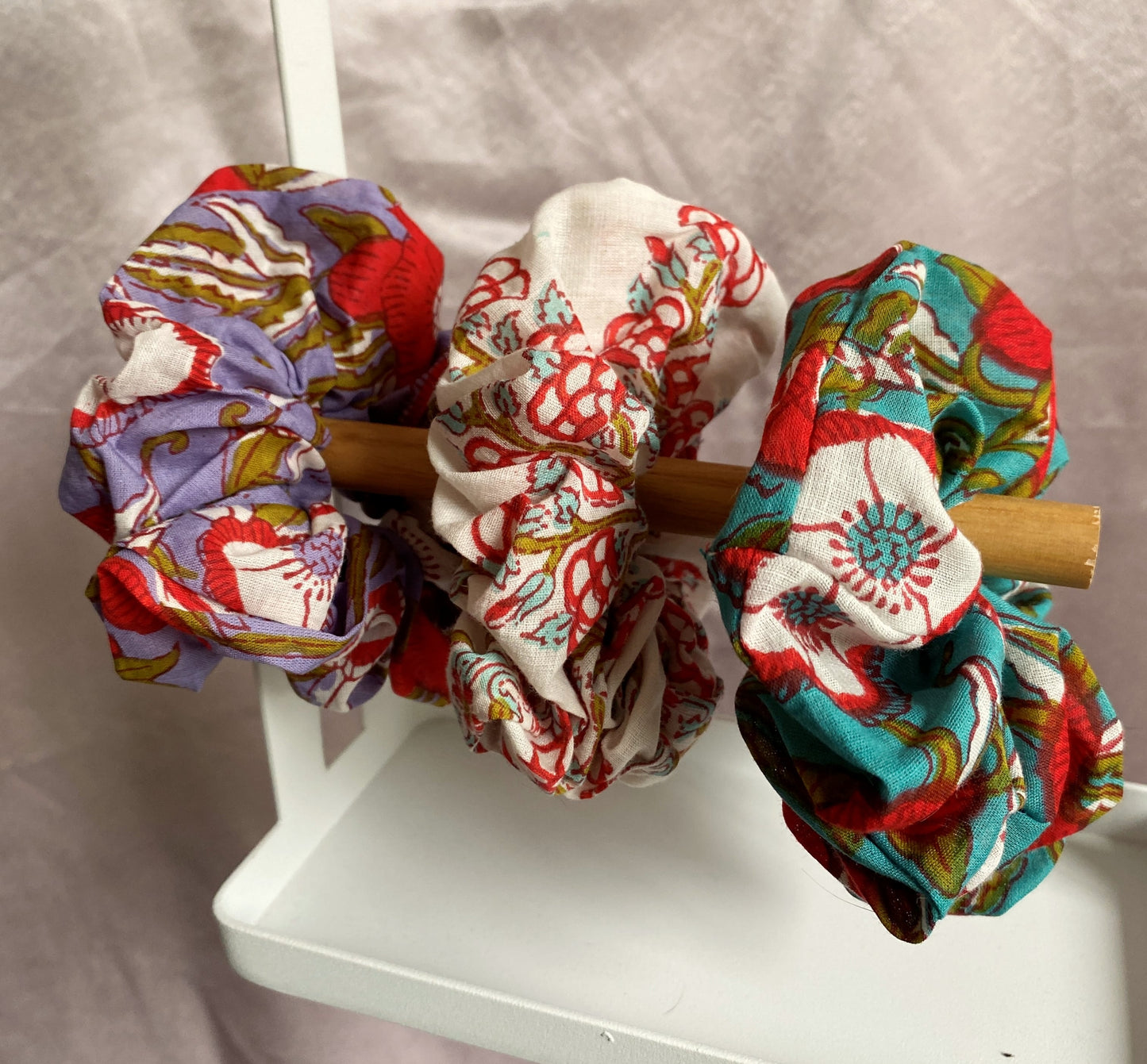 set of floral scrunchies