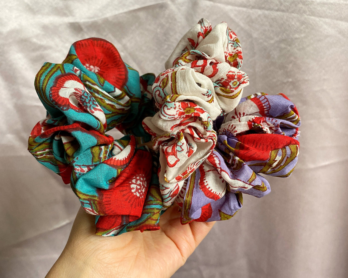 set of floral scrunchies