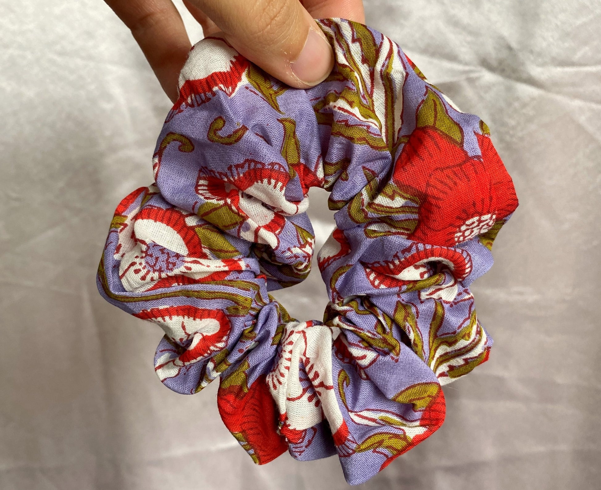 purple floral scrunchie