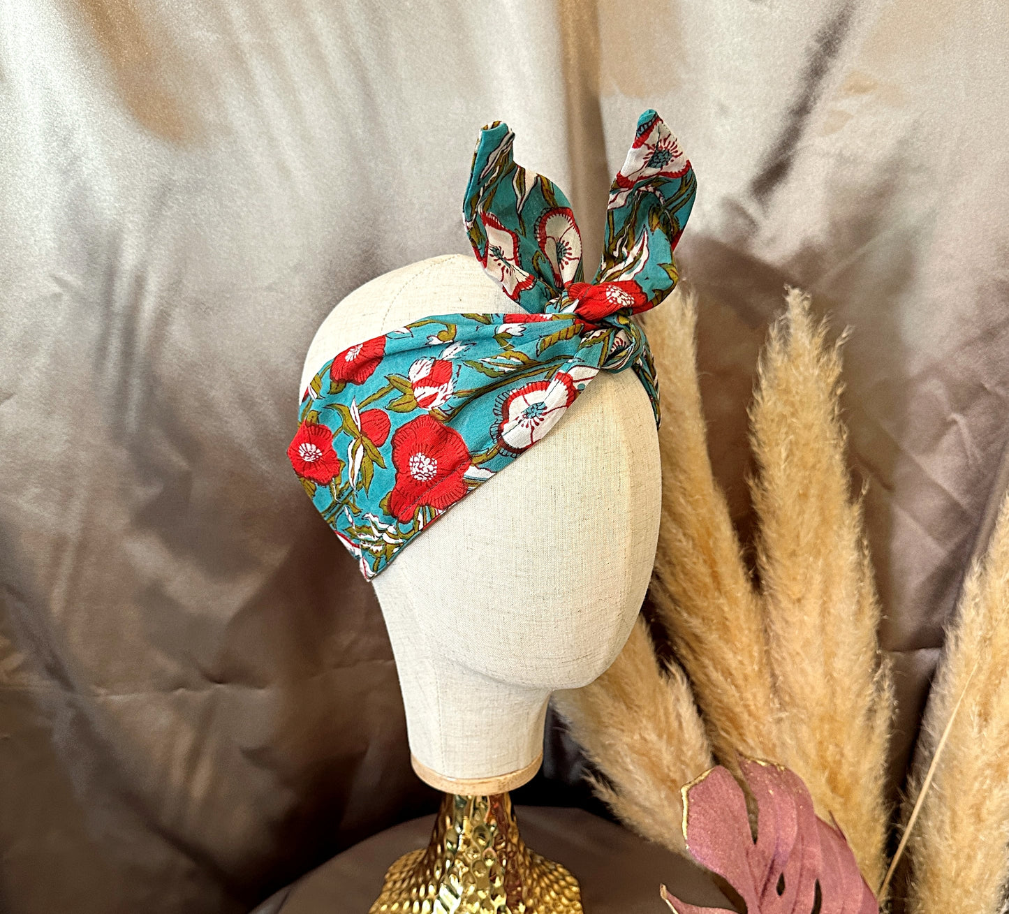 turquoise floral wired headband