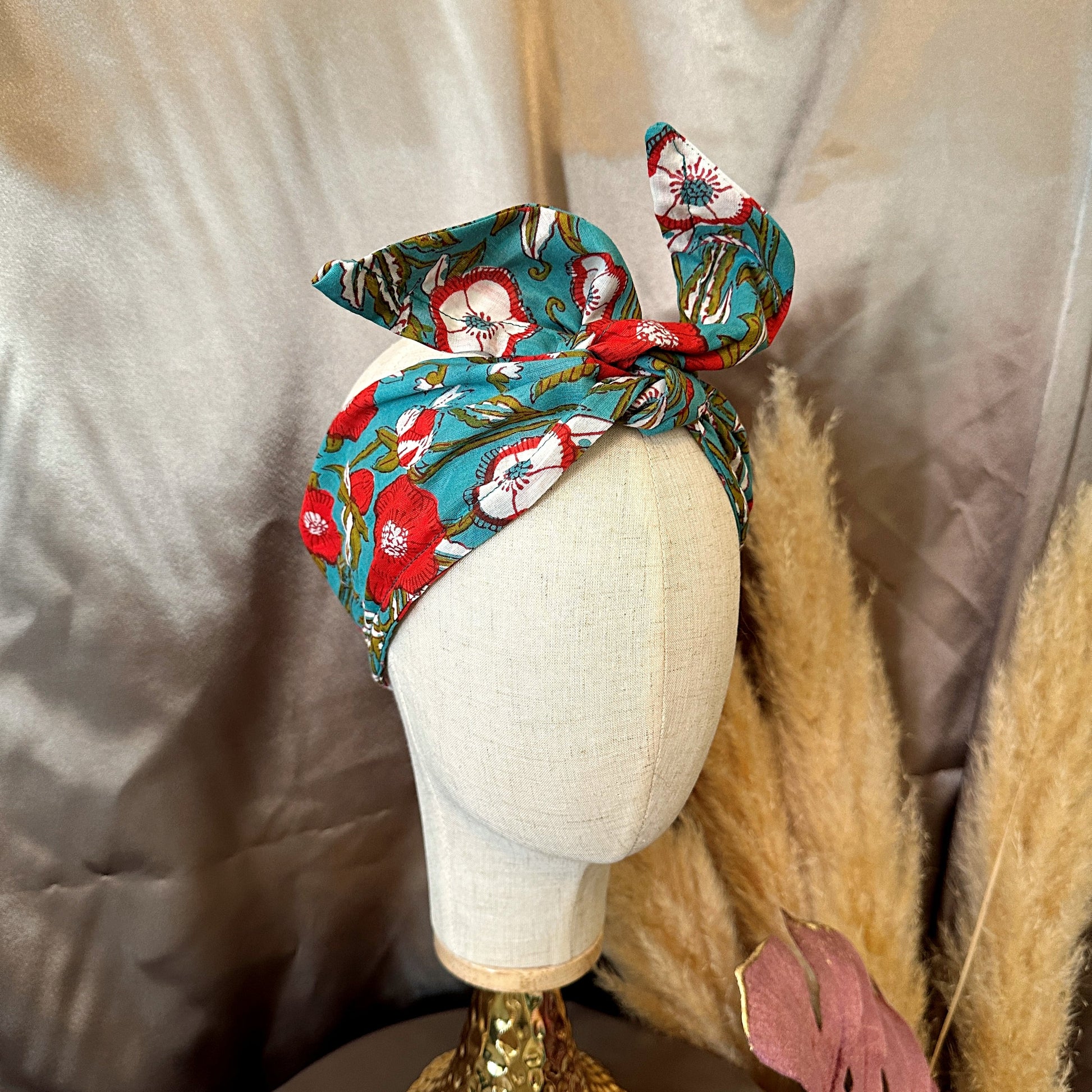 turquoise floral wired headband