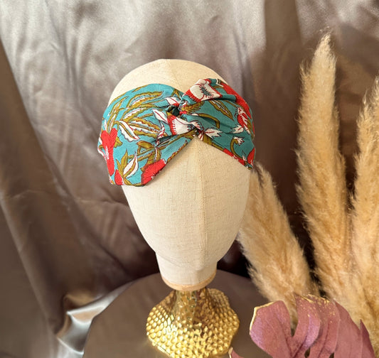 turquoise cotton turban headband